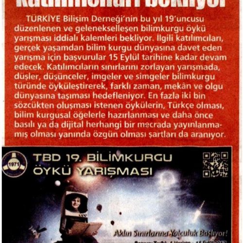 Bilimkurgu Yarışması Katılımcıları Bekliyor – Yurt Gazetesi