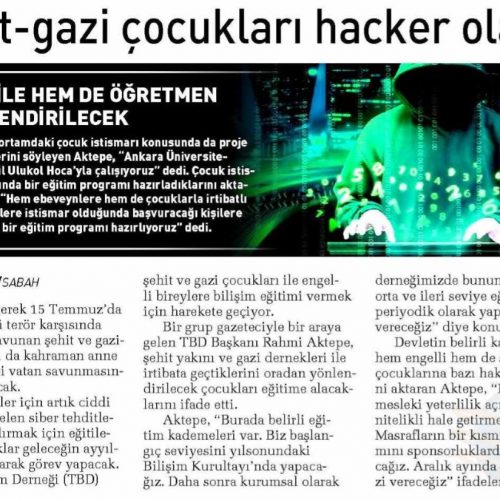 Şehit-Gazi Çocukları Hacker Olacak – SABAH GAZETESİ