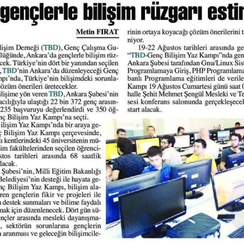 TBD, Gençlerle Bilişim Rüzgarı Estirecek – ANKARA BAŞKENT