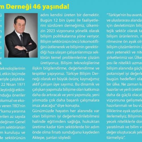 Türkiye Bilişim Derneği 46 Yaşında – E-BELEDİYE DERGİSİ