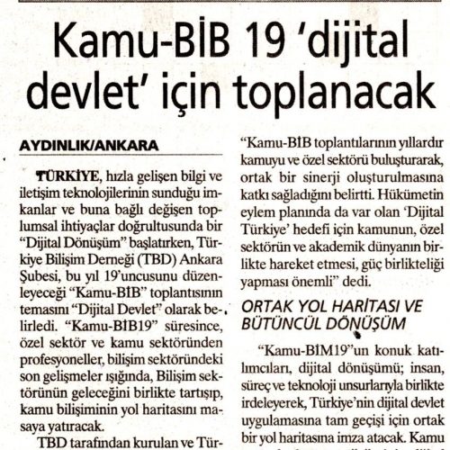 Kamu-BİB 19 ‘Dijital Devlet’ İçin Toplanacak – AYDINLIK