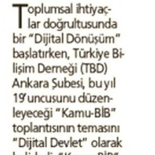 Kamu-BİB’19 “Dijital Devlet” İçin Toplanacak – YENİ AKİT