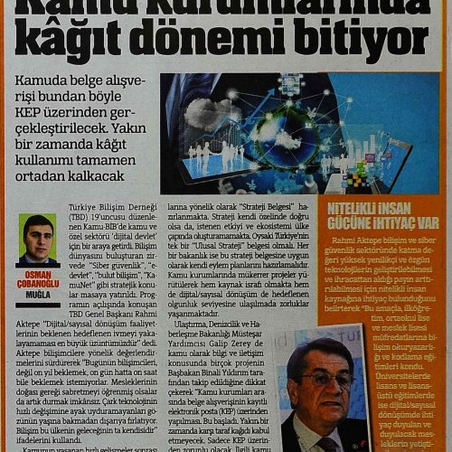 Kamu Kurumlarında Kağıt dönemi Bitiyor – TÜRKİYE GAZETESİ