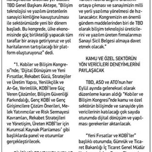 KOBİLER ve BİLİŞİM – KAYSERİ ANADOLU GAZETESİ