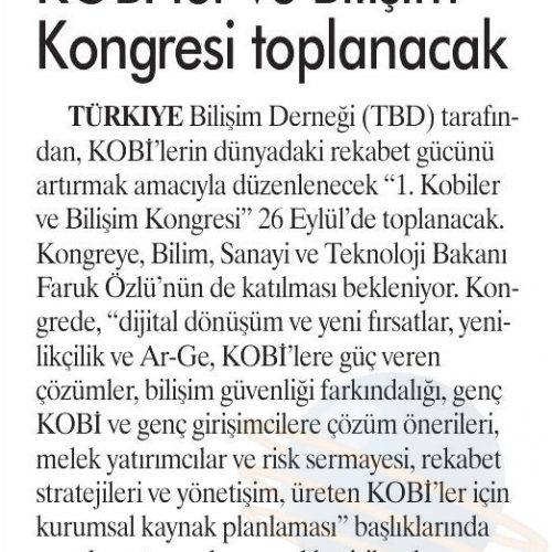 KOBİ’ler ve Bilişim Kongresi Toplanacak – GÜNBOYU