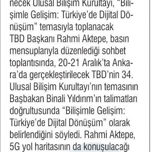 Dijital Dönüşüm İçin Özel Kurultay – YENİ ÇAĞ