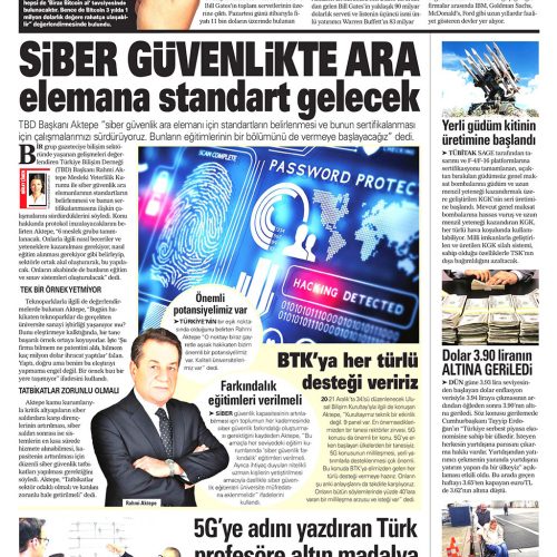 Siber Güvenlikte Ara Elemana Standart Gelecek – AKŞAM GAZETESİ