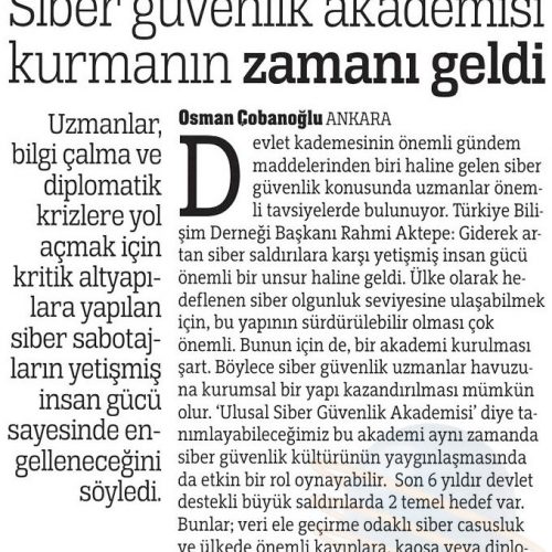 Siber Güvenlik Akademisi Kurmanın Zamanı Geldi – TÜRKİYE GAZETESİ