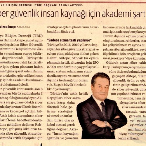 Siber Güvenlik İnsan Kaynağı İçin Akademi Şart – DÜNYA GAZETESİ