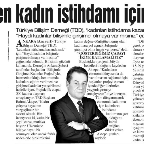 TBD’den Kadın İstihdamı İçin Çağrı – ANAYURT GAZETESİ