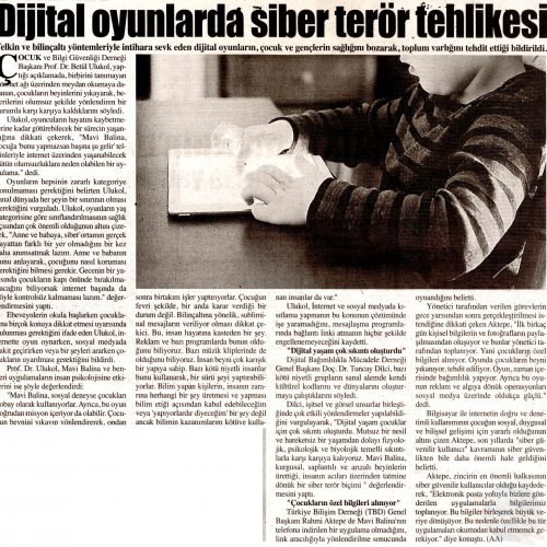 Dijital Oyunlarda Siber Terör Tehlikesi – YENİGÜN GAZETESİ