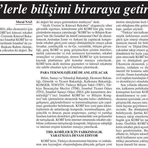 KOBİ’lerle Bilişimi Biraraya Getireceğiz – ANKARA BAŞKENT GAZETESİ