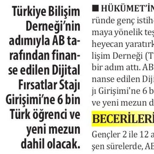 6 Bin Öğrenciye Staj Fırsatı – GÜNEŞ GAZETESİ