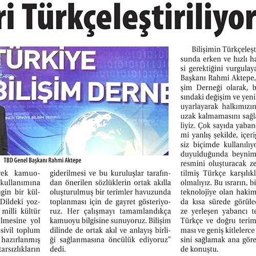 Bilişim Terimler Türkçeleştiriliyor – TİCARET GAZETESİ