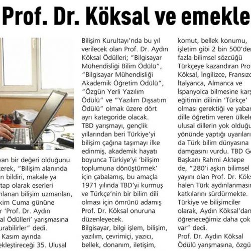 Ödüller Prof. Dr. Köksal ve Emekleri İçin – BTHABER DERGİSİ