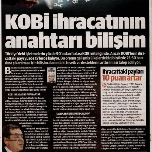 KOBİ İhracatının Anahtarı Bilişim – YENİ ŞAFAK