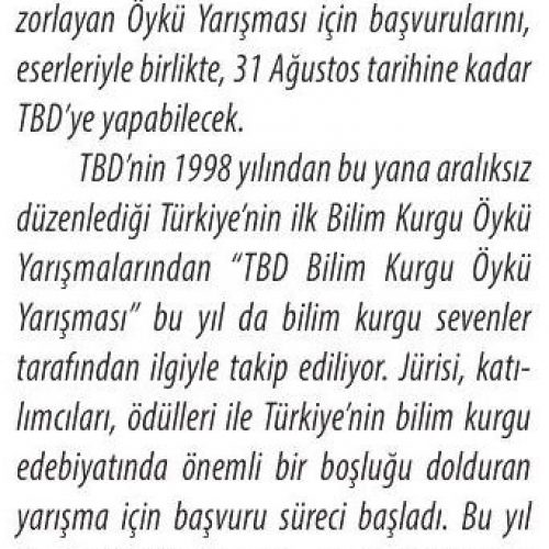 TBD Bilim Kurgu Öykü Yarışması 20 Yaşında – TİCARET GAZETESİ