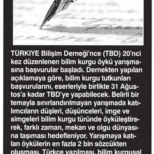 TBD Bilim Kurgu Öykü Yarışması – GÜNBOYU GAZETESİ