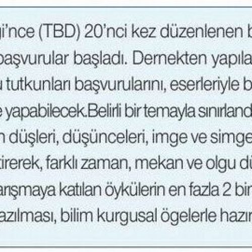 “TBD Bilim Kurgu Öykü Yarışması”na Başvurular Başladı – HÜRSES GAZETESİ