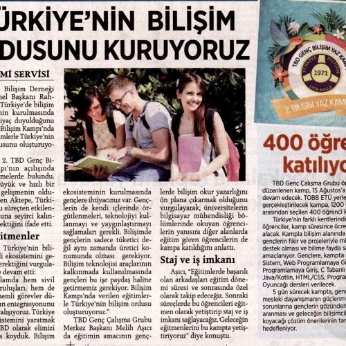 Türkiye’nin Bilişim Ordusunu Kuruyoruz – MİLLİYET GAZETESİ