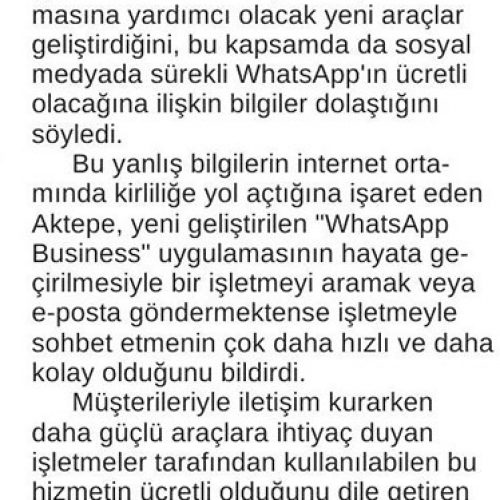 Whatsapp Vatandaşa Değil Firmalara Ücretli – ANKARA 24 SAAT