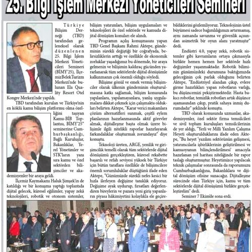 25. Bilgi İşlem Merkezi Yöneticileri Semineri – SERİK POSTASI GAZETESİ