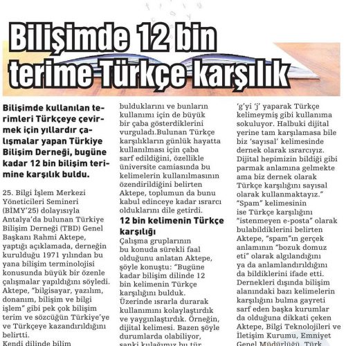 Bilişimde 12 Bin Terime Türkçe Karşılık – HABERDE DENGE