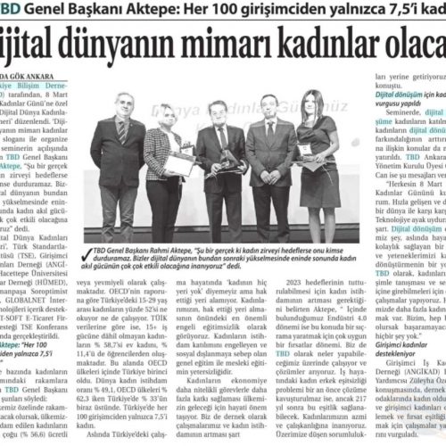 Dijital Dünyanın Mimarı Kadınlar Olacak – TİCARET GAZETESİ (İZMİR)