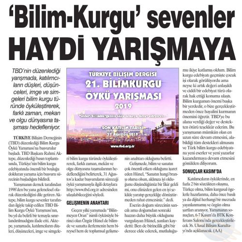 ‘Bilim-Kurgu’ Sevenler Haydi Yarışmaya – DOKUZ SÜTUN