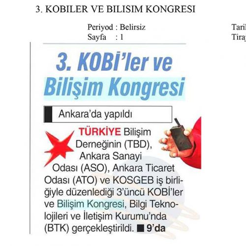 3. KOBİ’ler ve Bilişim Kongresi – GÜNBOYU GAZETESİ