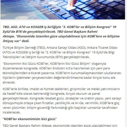 KOBİ’lere Bilişim Desteği Artacak – BAŞKENT GAZETESİ