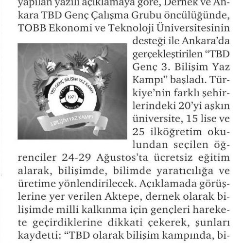 TBD Genç 3. Bilişim Yaz Kampı Başadı – ANADOLU AJANS