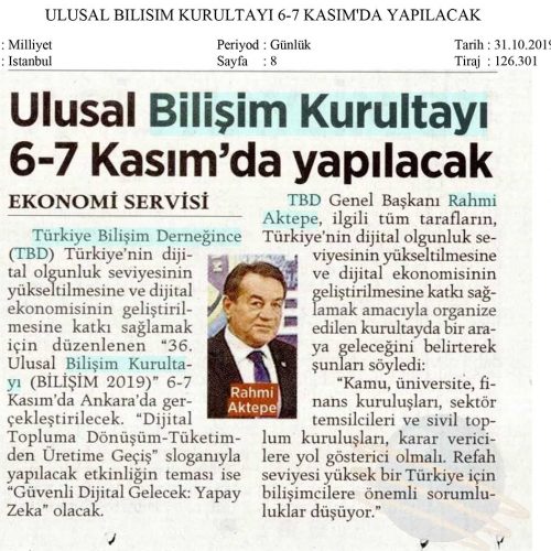 Ulusal Bilişim Kurultayı 6-7 Kasım’da Yapılacak – MİLLİYET