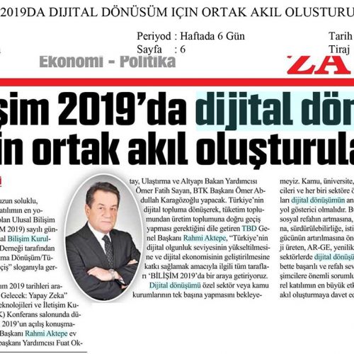 Bilişim 2019’da Dijital Dönüşüm için Ortak Akıl Oluşturulacak – ZAFER