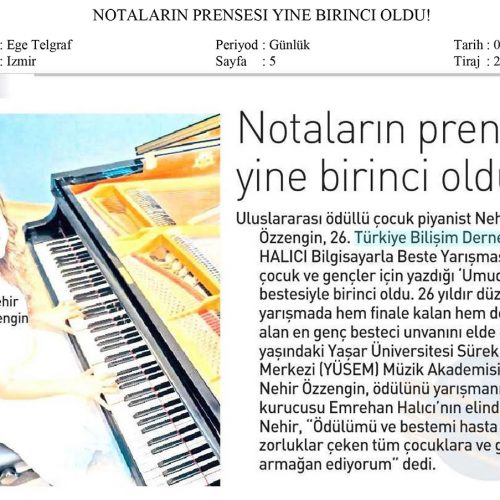 Notaların Prensesi Yine Birinci Oldu – EGE TELGRAF