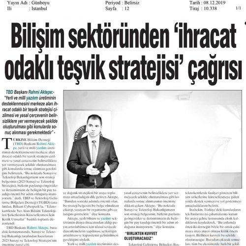 Bilişim Sektöründen ‘İhracat Odaklı Teşvik Stratejisi’ Çağrısı – GÜNBOYU