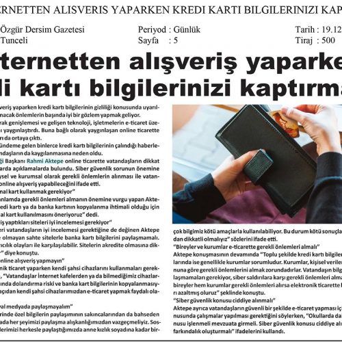 İnternetten Alışveriş Yaparken Kredi Kartı Bilgilerinizi Kaptırmayın – ÖZGÜR DERSİM GAZETESİ