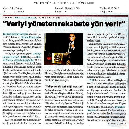 Veriyi Yöneten Rekabete Yön Verir – DÜNYA