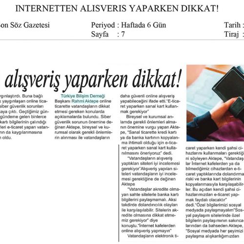 İnternetten Alışveriş Yaparken Dikkat – SİİRT’TE SON SÖZ GAZETESİ