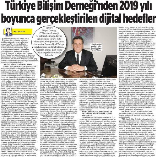 Türkiye Bilişim Derneği’nden 2019 Yılı Boyunca Gerçekleştirilen Dijital Hedefler – 24 SAAT