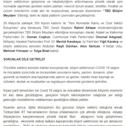 Bilişim Sektörü Dijital Platformda Buluştu – SANAYİ GAZETESİ