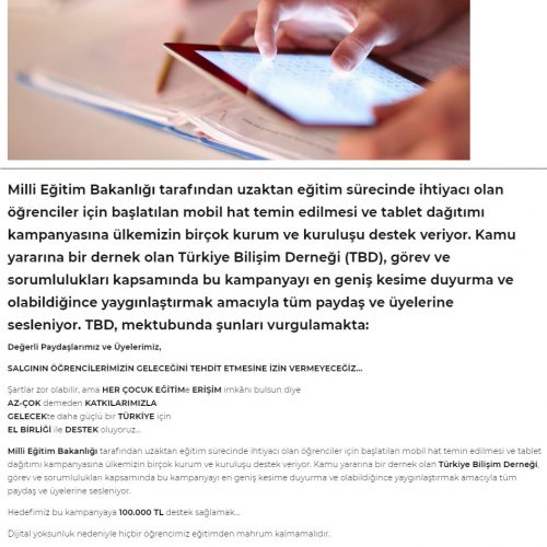 TBD’den MEB’in tablet dağıtımı kampanyası için çağrı! – BT Haber